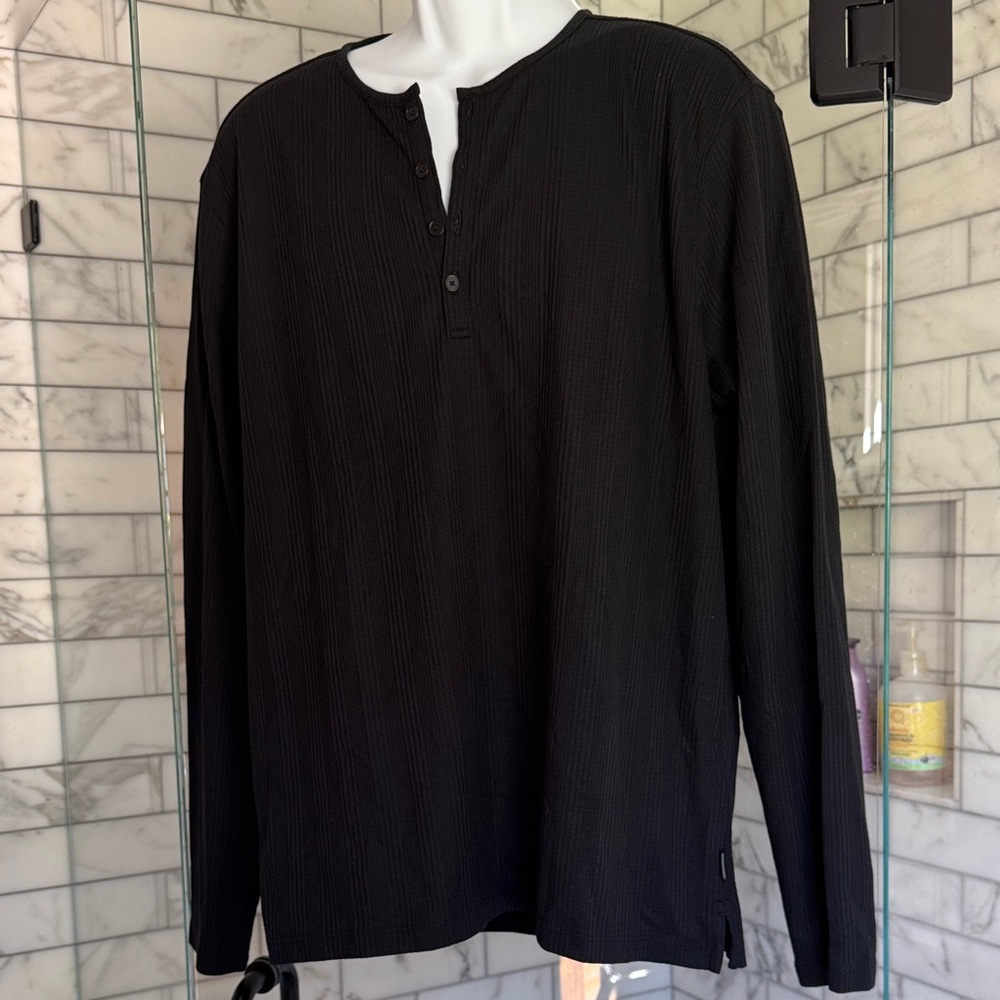 John Varvatos Textured Black Long Sleeve Shirt